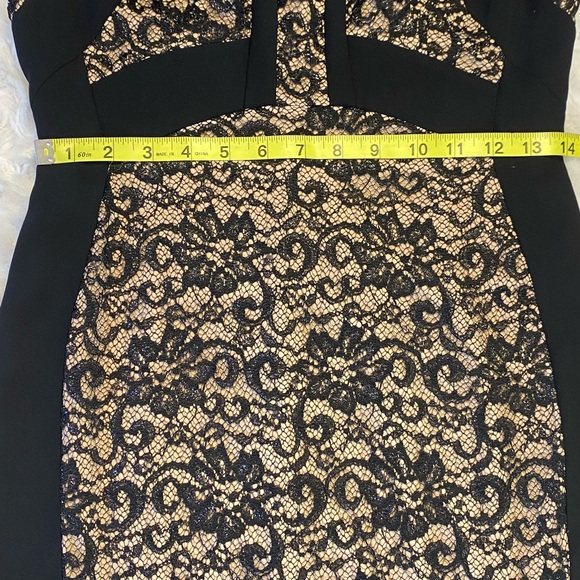 Ivanka Trump Black & Nude Cocktail Dress Size 4 Lace & Glitter Silhouette Midi - Picture 8 of 11